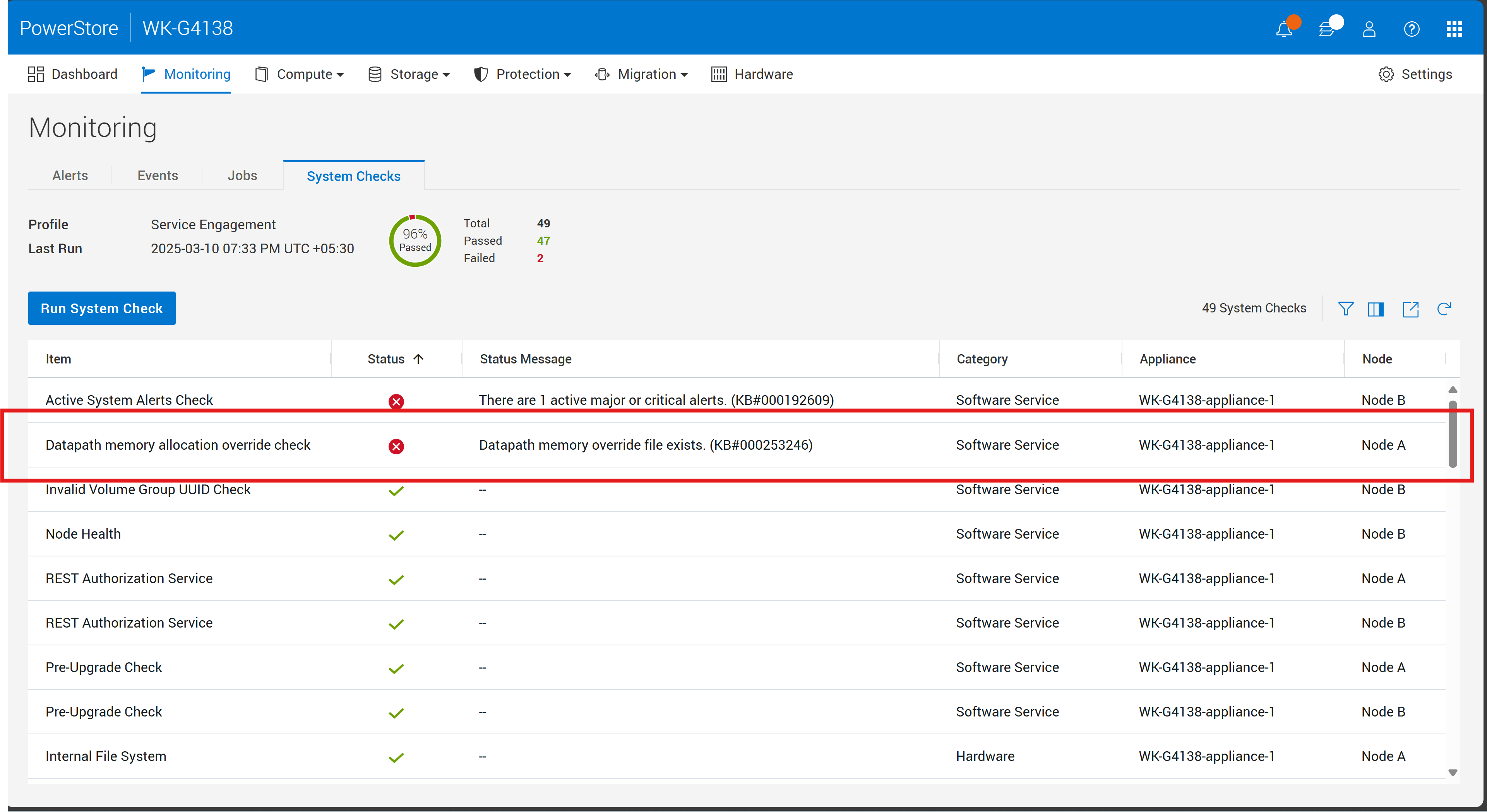 dp_mem_allocation_override_check SHC failed