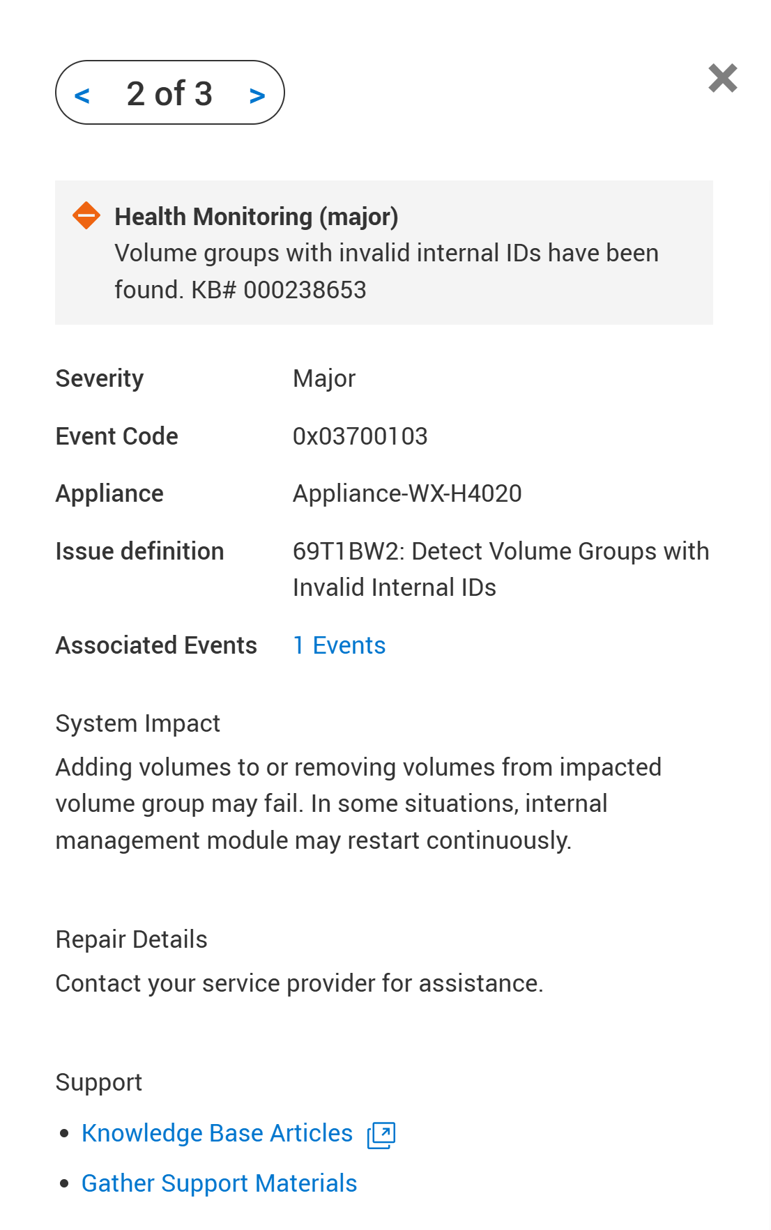 `Volume groups with invalid internal IDs have been found` RxDefinitions alert 