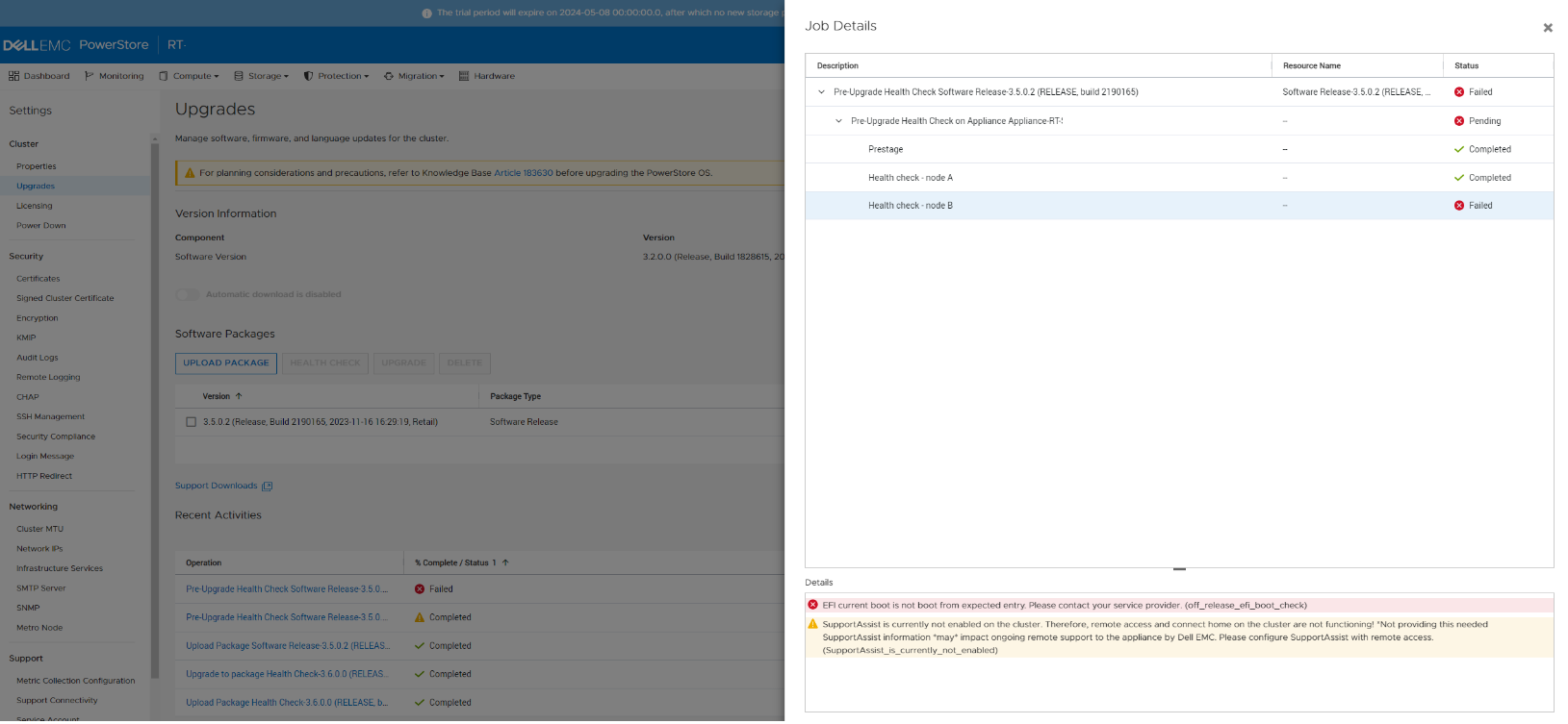 Screenshot van de PUHC-controle