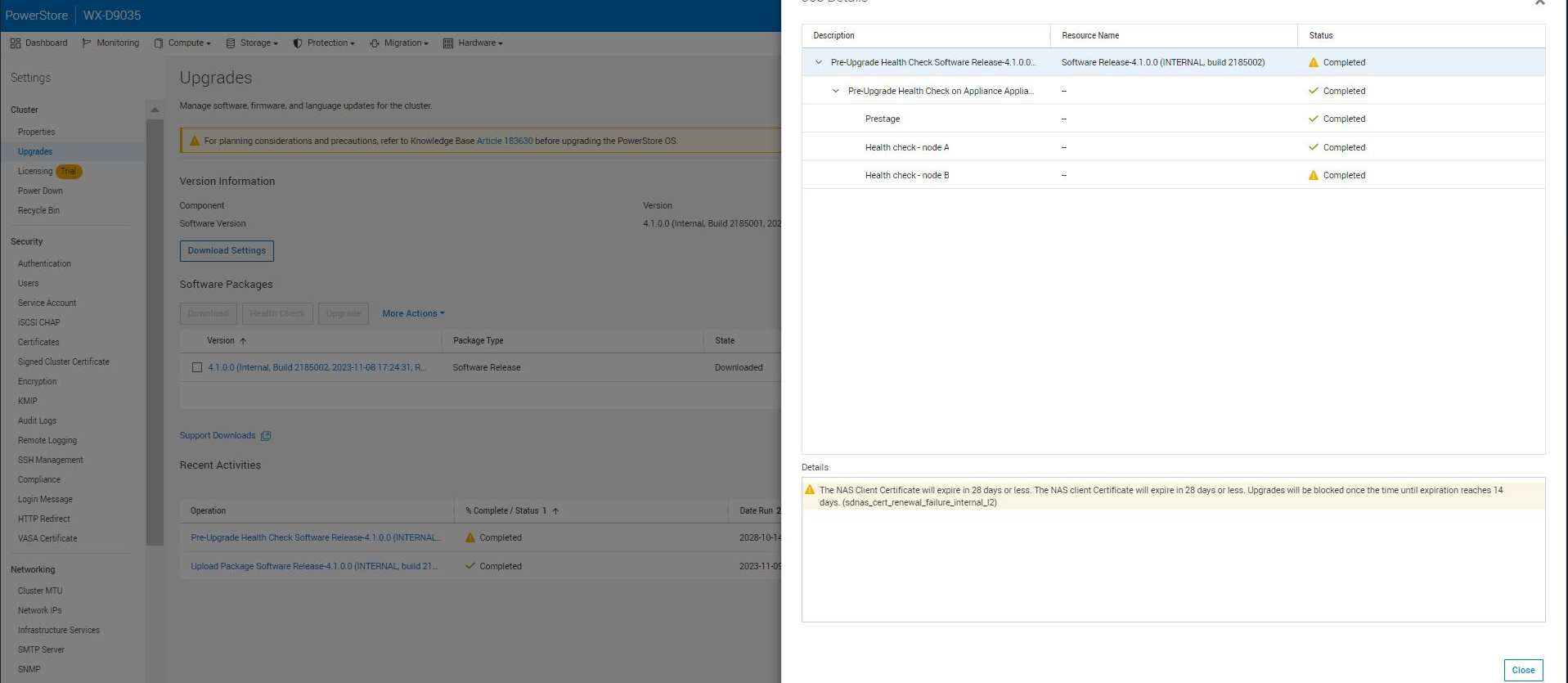 sdnas_cert_renewal_failure_internal_l2 alert raised