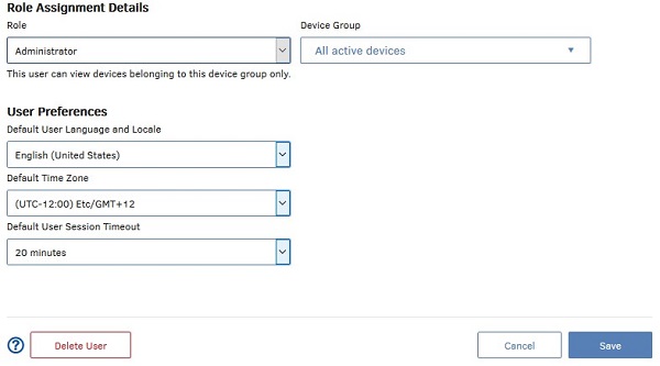User preference settings and save button