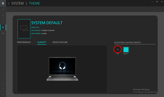 Lägga till en förinställning för ekosystembelysning