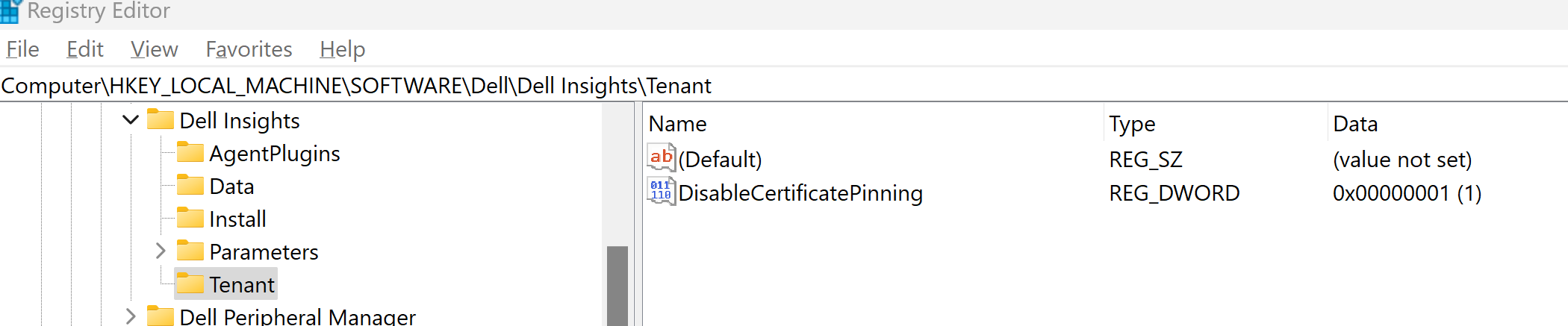 Tenant and DisableCertificatePinning