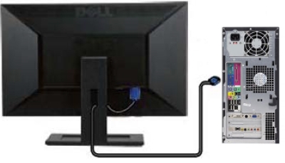 Illustrazione del collegamento di un cavo video tra il monitor e il desktop