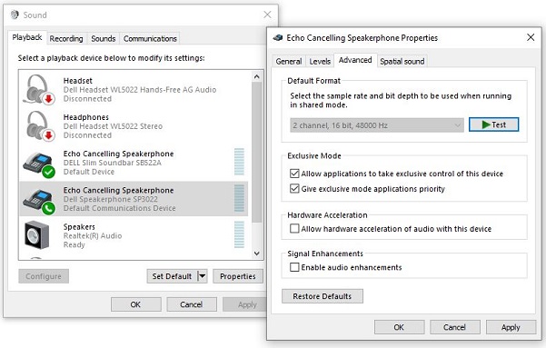 Sound Device Properties