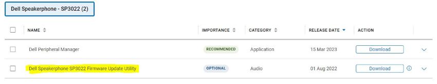 Utilidad de actualización del firmware del altavoz Dell SP3022
