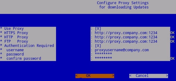 Меню «Proxy Settings»