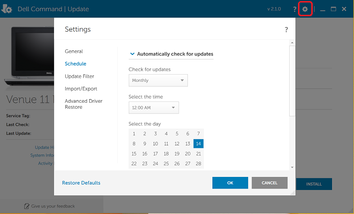 Setting an update schedule
