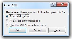 Open the report as an XML table