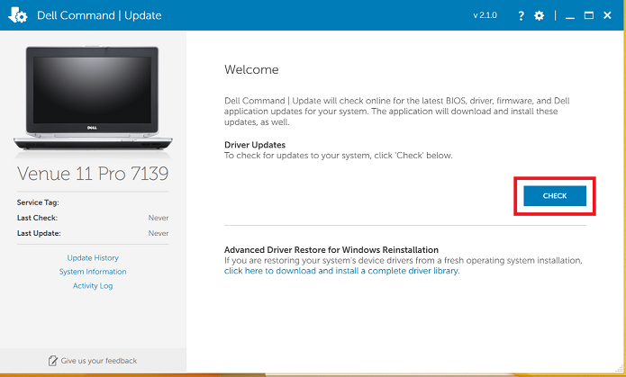 Perform a Check for driver updates