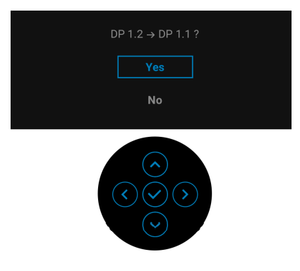 Ændring af indstillingerne fra DisplayPort 1.2 til DisplayPort 1.1