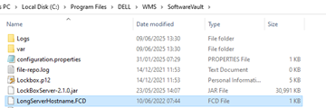 LongServerHostname.FCD en la carpeta SoftwareVault