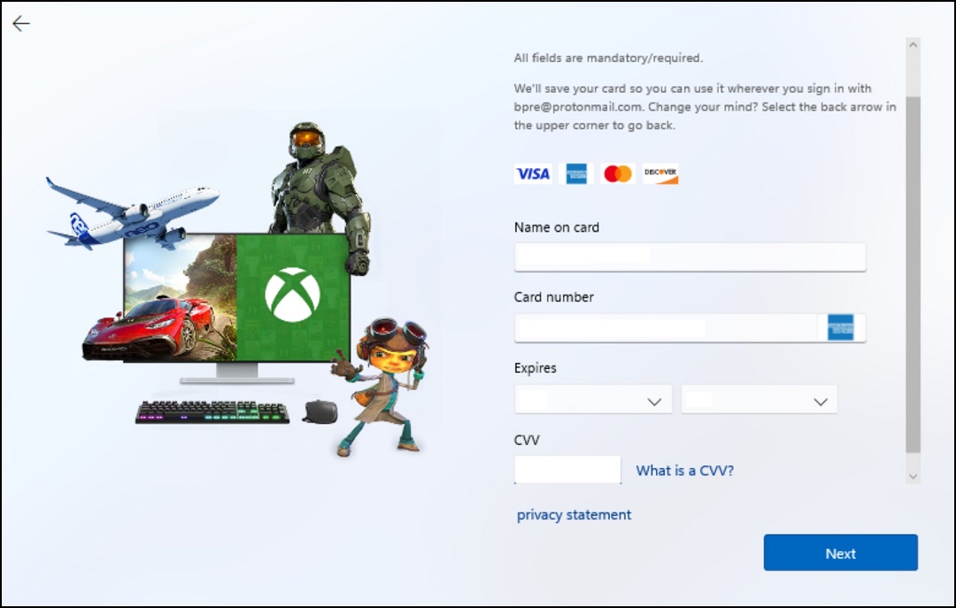 PC Game Pass Payment Method