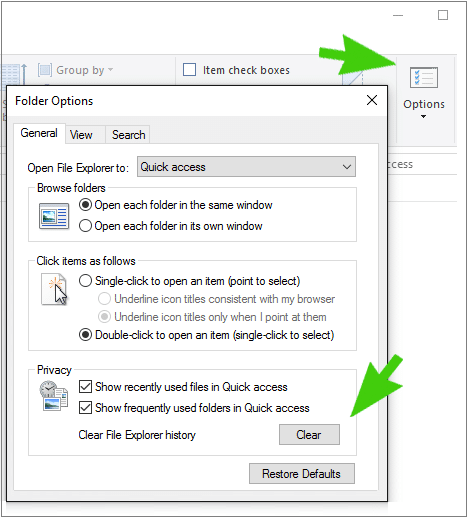 Quick Access clear cache