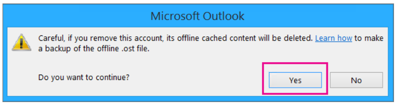 Die Abbildung zeigt das Pop-up-Dialogfeld mit dem Warnhinweis von M365 vor dem Entfernen
