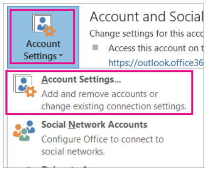 L’image représente l’option de détails du compte M365