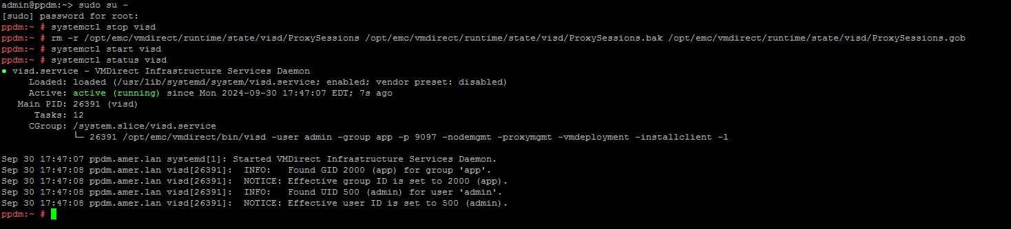 Example output of workaround