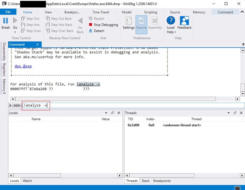 Running the analyze command