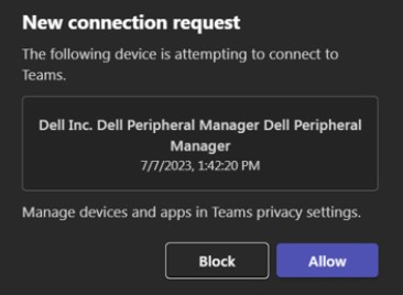 New connection request, click Allow