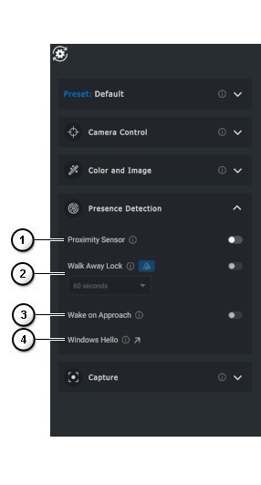 Peripheral Managerの［Presence Detection］ページ