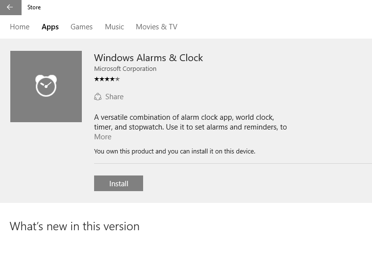 Aplikacje ze Sklepu Windows, Przykład budzika i zegara systemu Windows