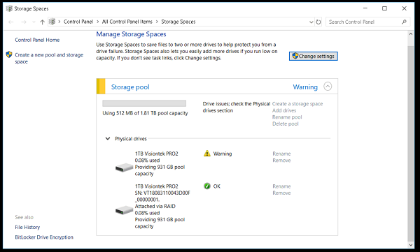 Manage Storage Spaces