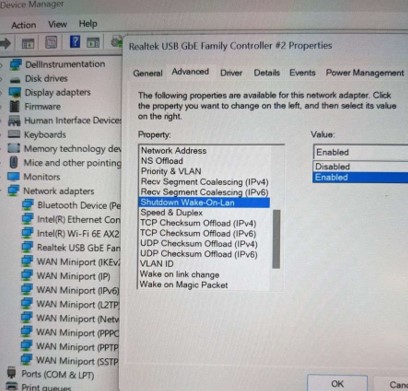 停用關機網路喚醒