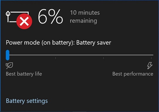 Windows 배터리 상태 6%