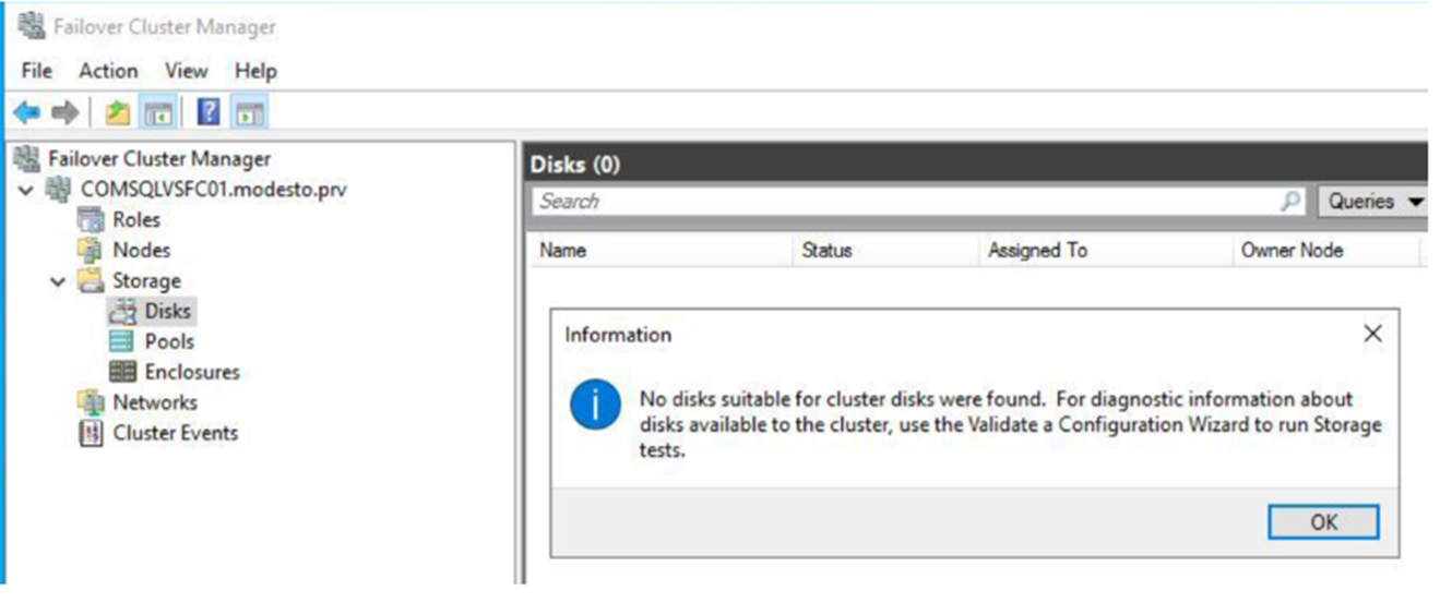 Windowsin Failover Cluster Manager 