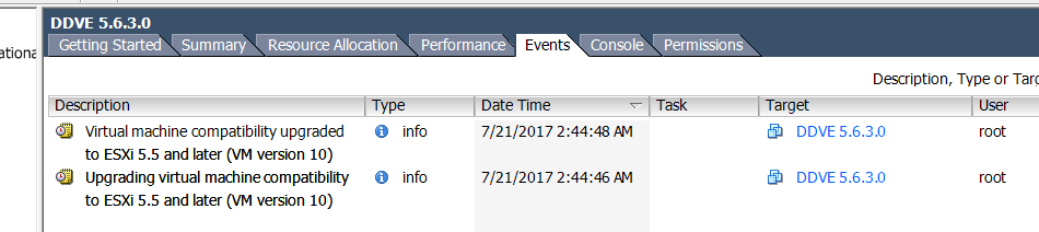 Captura de pantalla de la pestaña Eventos