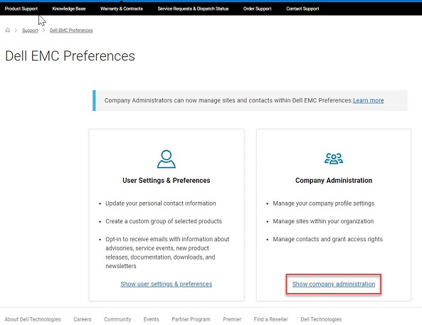 Preferenze di Dell EMC