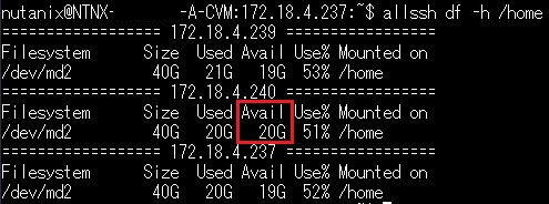 Output from the command