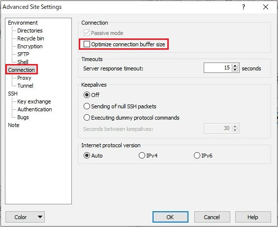 Ottimizza dimensione buffer connessione