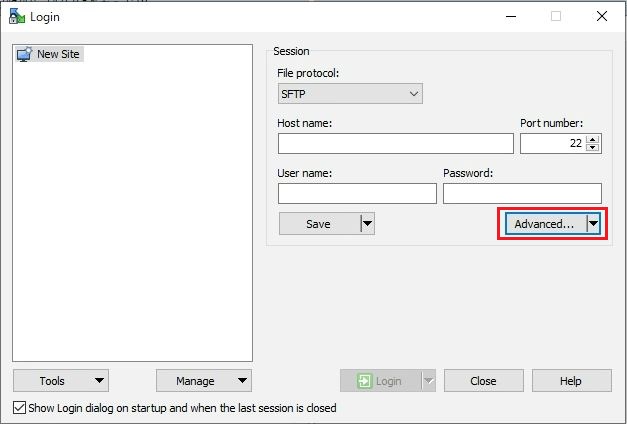 Captura de tela de Configurações avançadas - Conexão