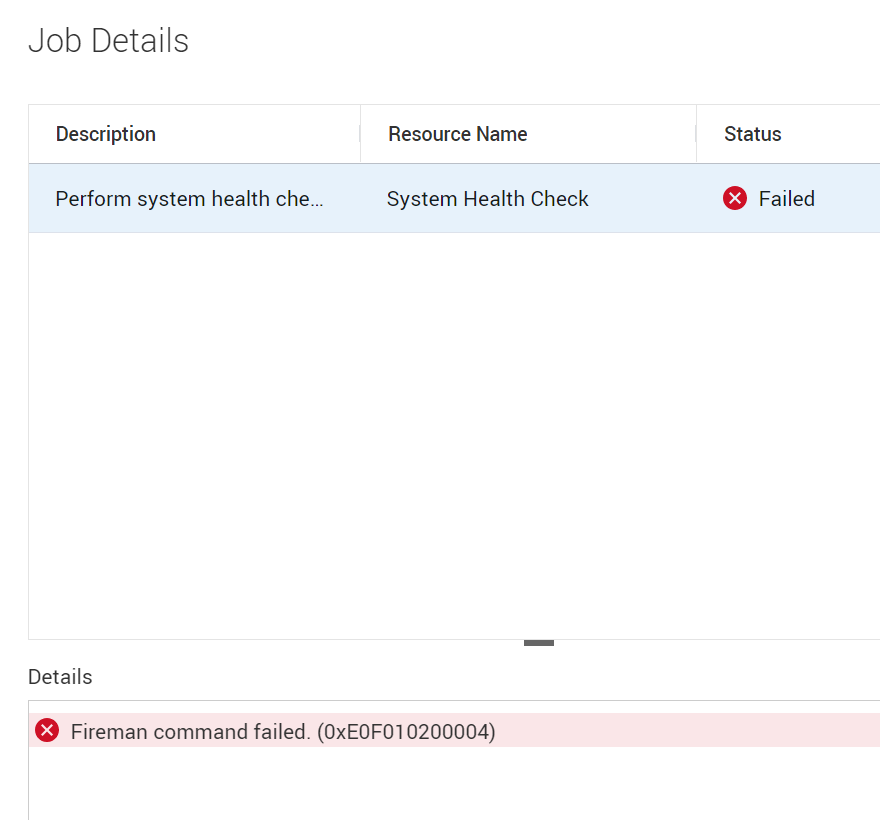 screen shot of SHC fireman error