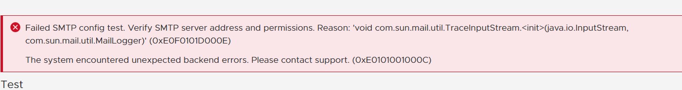 SMPT 配置测试失败的 UI 显示错误
