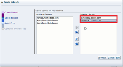 Passaggio Select Servers della procedura guidata