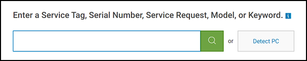 Saisie du numéro de série dans Dell.com