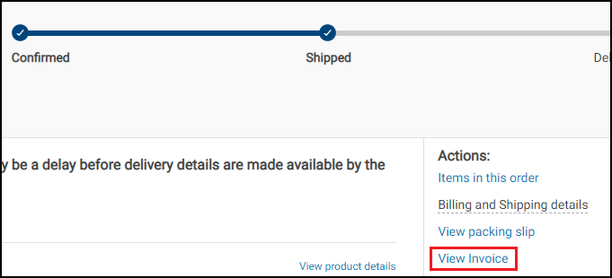 Affichage de la facture dans Dell.com
