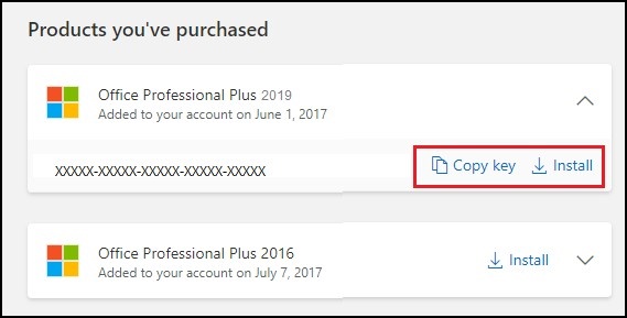 Microsoft : Produits que vous avez achetés