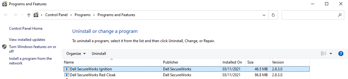 Dell Secureworks Ignition verwijderen