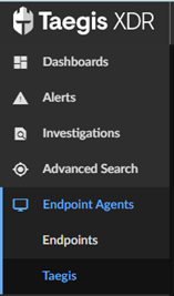 Opções de agentes de endpoint e Taegis