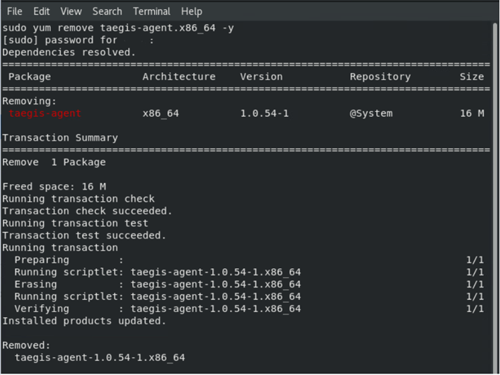 Comando Desinstalar no Terminal