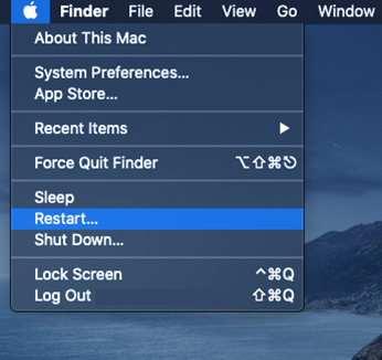 Apple 圖示並重新啟動