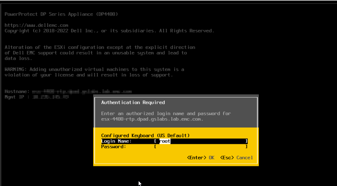 Enter default password to PowerProtect DP Appliance model