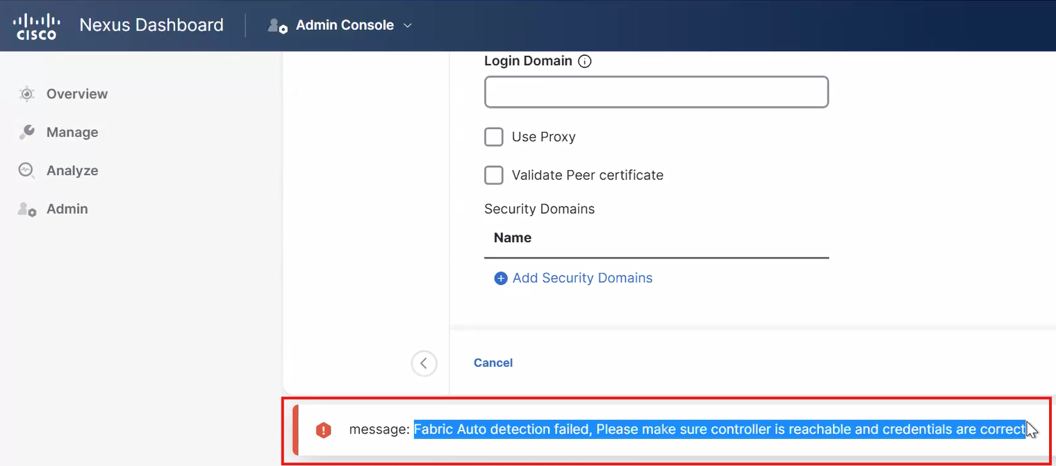 Connectrix MDS-Series: NDFC: Unable to add MDS SAN Switches to NDFC ...