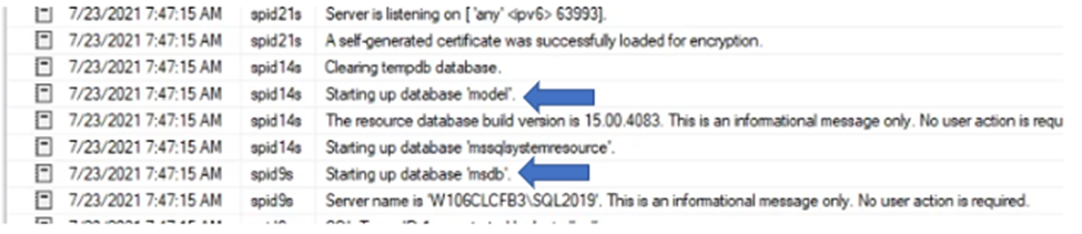 Screenshot of Database Online Status
