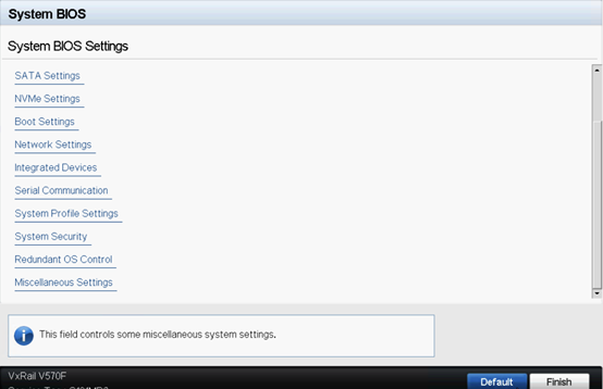 Screenshot showing system BIOS settings.