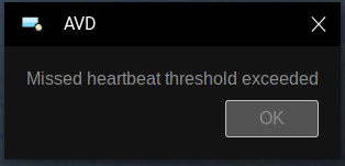 Errore Missed heartbeat threshold exceeded