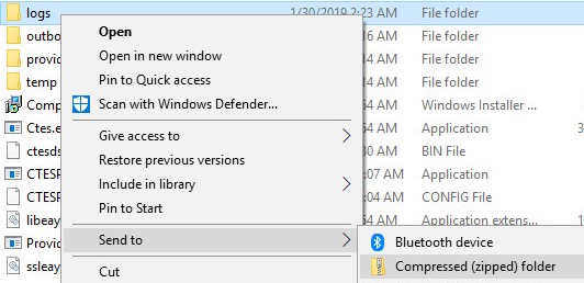 Compressed zipped folder option